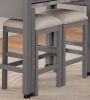 Rustic 3pc Dining Set Counter Height Dining Table w Storage drawer Faux Marble Top 2x Stools Light Gray Dining Room Furniture