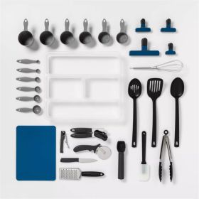 30pc Kitchen Utensil Set (Color: BLACK)