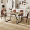 Table and chair set, upholstered side chairs in a modern medieval style